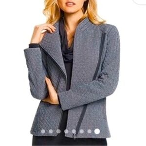 Cabi 100% cotton grey herringbone quilted moto fall jacket